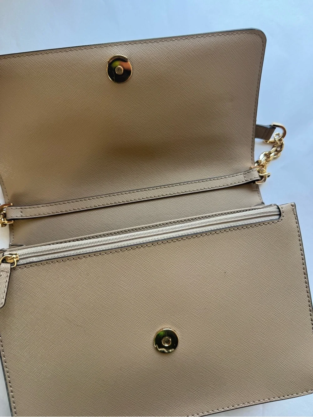 Michael Kors Daniela Saffiano Leather Crossbody Bag Gold Chain